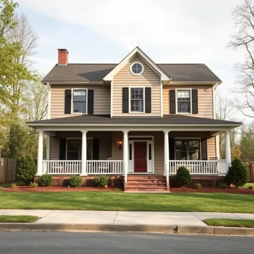 Restoration of a charming, modernized home in Butner, NC, with fresh siding, new windows, scaffolding, and lush greenery.