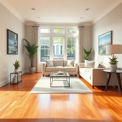 Restored Louisburg, NC living room with polished hardwood floors, fresh drywall, new paint, and organized, water-damage-free space.