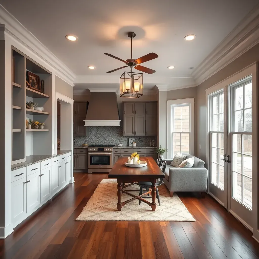 Beautiful renovated Raleigh home with white paint, navy shutters, lush landscaping, and a stylish porch.