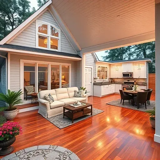 Beautiful renovated Fuquay-Varina home with updated exterior, lush landscape, spacious interior, modern kitchen, and landscaped backyard.