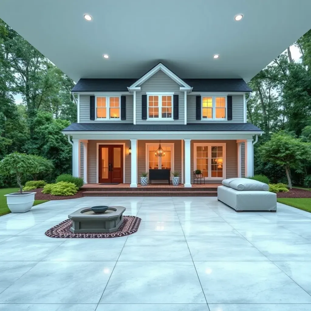 Beautifully renovated Knightdale home with fresh siding, new windows, stylish porch, lush landscaping, and ongoing remodeling work.