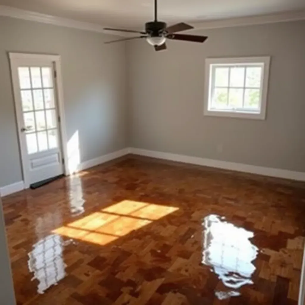 Water damage restoration scene in Fuquay-Varina, NC, showing wet walls, drying equipment, and professional cleanup efforts.