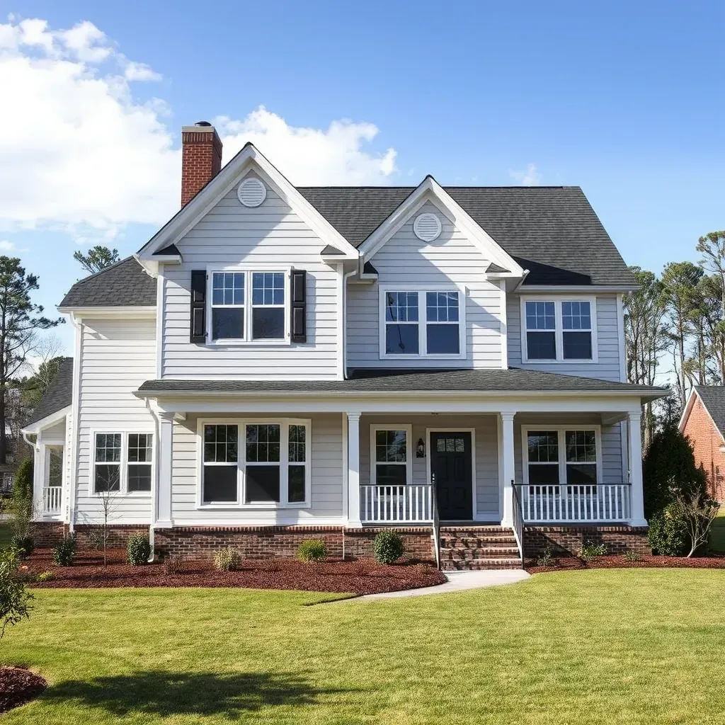 Charming Clayton, NC home with fresh siding, new roof, landscaped yard, modern windows, and updated porch and garage.