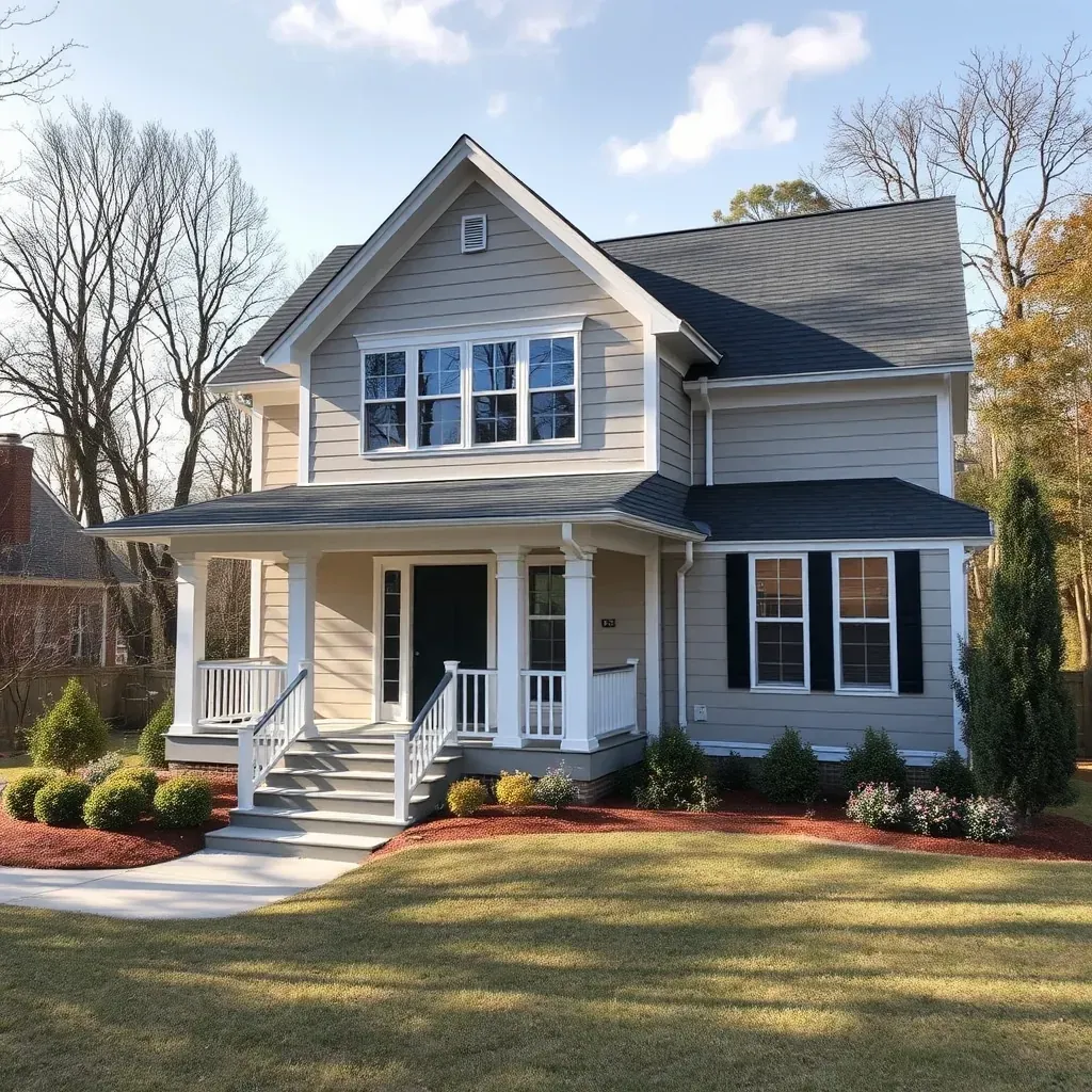 Chapel Hill home with modern updates, classic architecture, vibrant landscaping, new driveway, and stylish porch accents.