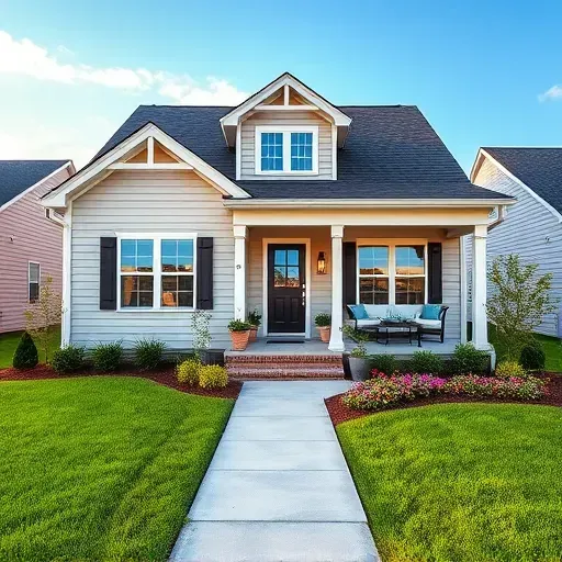 Renovated Dunn, NC home exterior with modern siding, painted trim, lush yard, and stylish porch in a vibrant neighborhood.