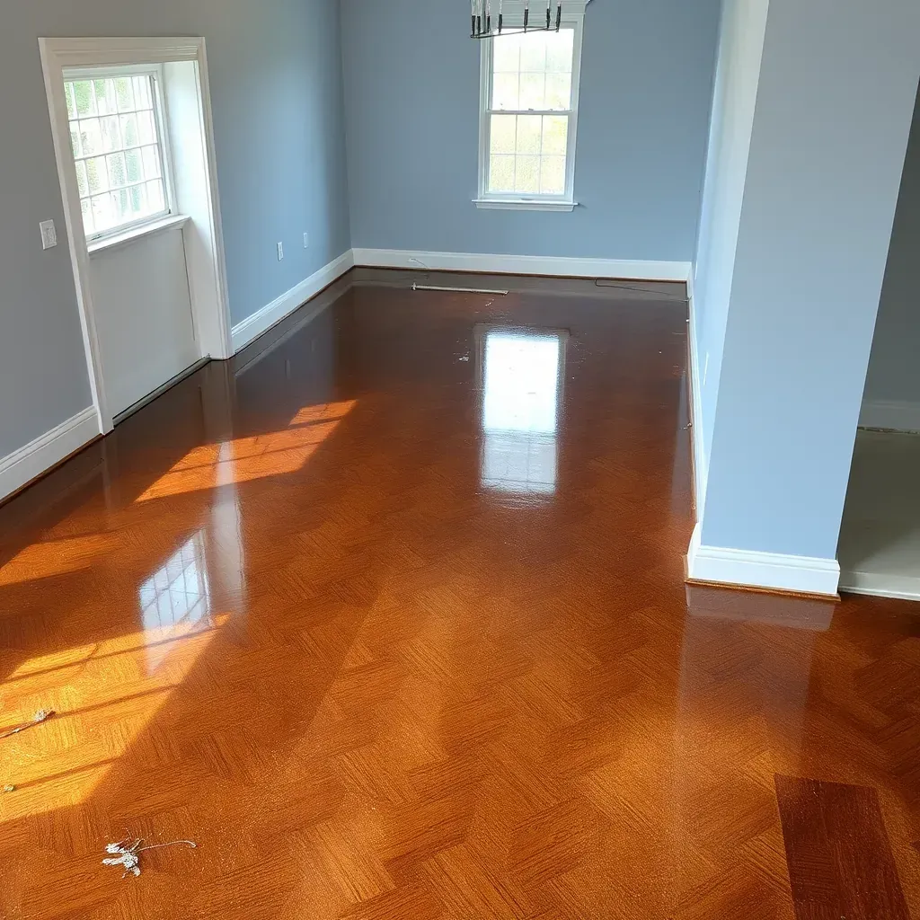 Water damage restoration in Louisburg, NC showing flooded room, wet floors, peeling walls, and professional drying equipment.
