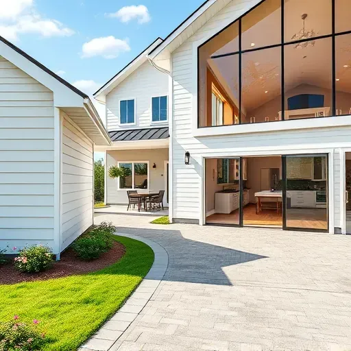 Completed home renovation in Smithfield, NC showing modern exterior, landscaped yard, and interior with hardwood floors.