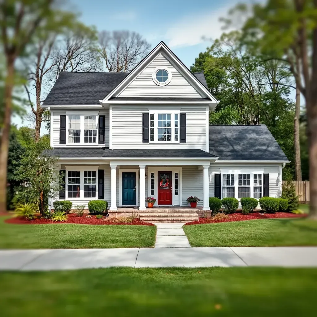 Restored Durham home with brick exterior, modern windows, landscaped yard, and ongoing porch renovation, blending charm and updates.
