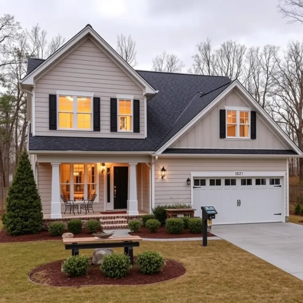 Charming Garner home during renovation with new paint, scaffolding, construction materials, and landscaped yard.