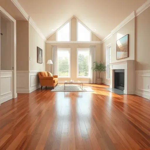 Restored Middlesex, NC living room with repaired hardwood floors, neutral walls, polished furniture, and bright natural light.
