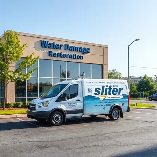 Selma, NC water damage restoration company with a clean storefront, branded truck, lush greenery, and accessible parking.
