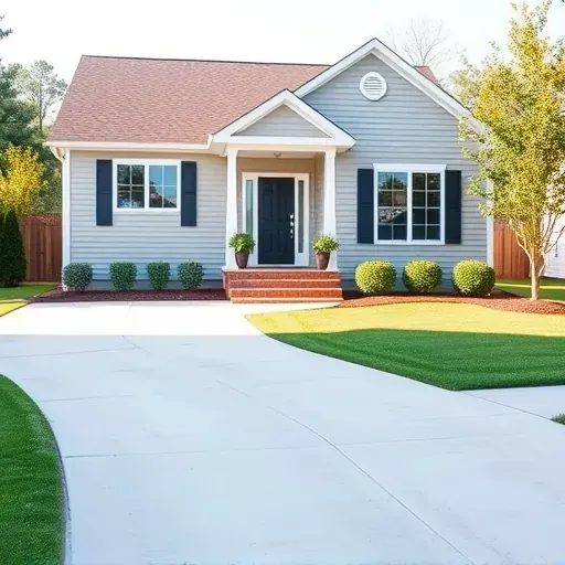 Beautiful renovated home in Louisburg, NC with updated siding, new double-pane windows, modern door, and lush landscaping.