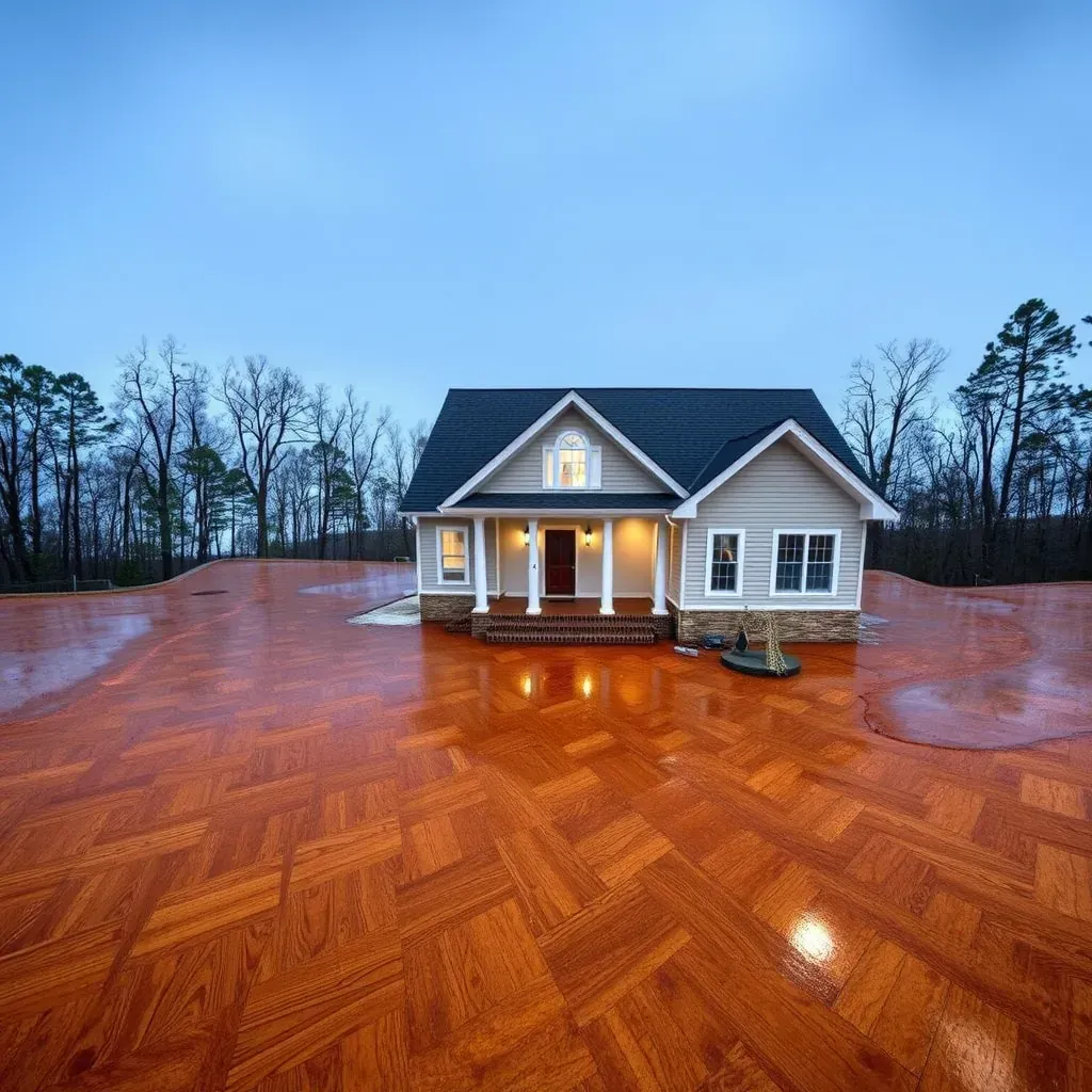 Interior of a Lillington, NC home with water-damaged floors, peeling walls, and restoration equipment like dehumidifiers.