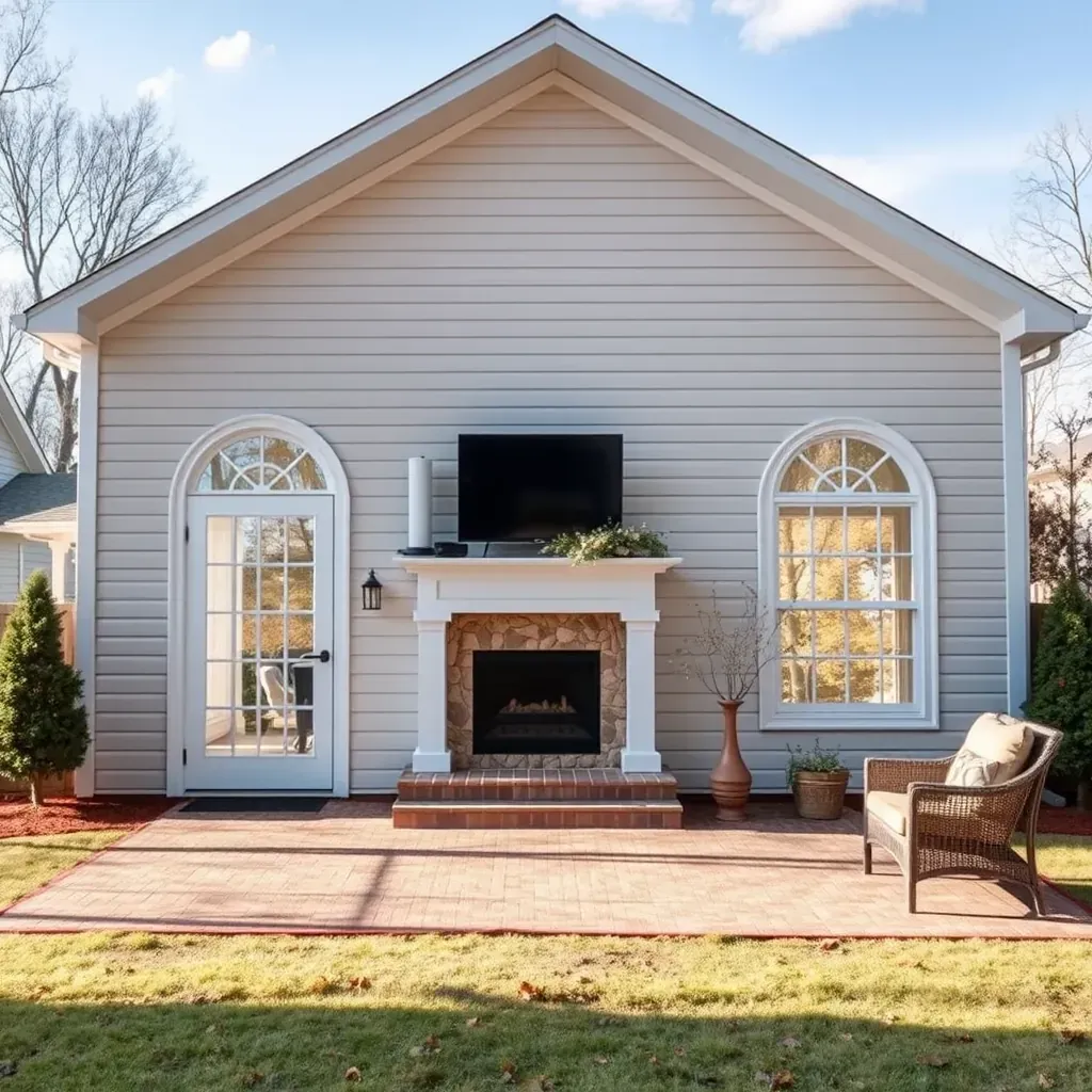 Renovated Youngsville, NC home with new siding, lush yard, stylish porch, modern garage, and charming southern neighborhood.