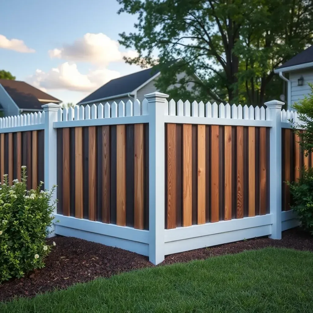 Renovating a wooden fence in a Raleigh backyard with tools, new stain, lush grass, and modern home in daylight.