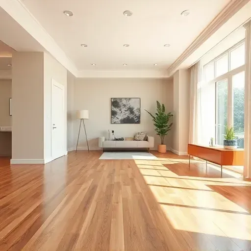 Restored living room in Chapel Hill, NC, featuring water damage repair, hardwood floors, drywall, and modern decor.