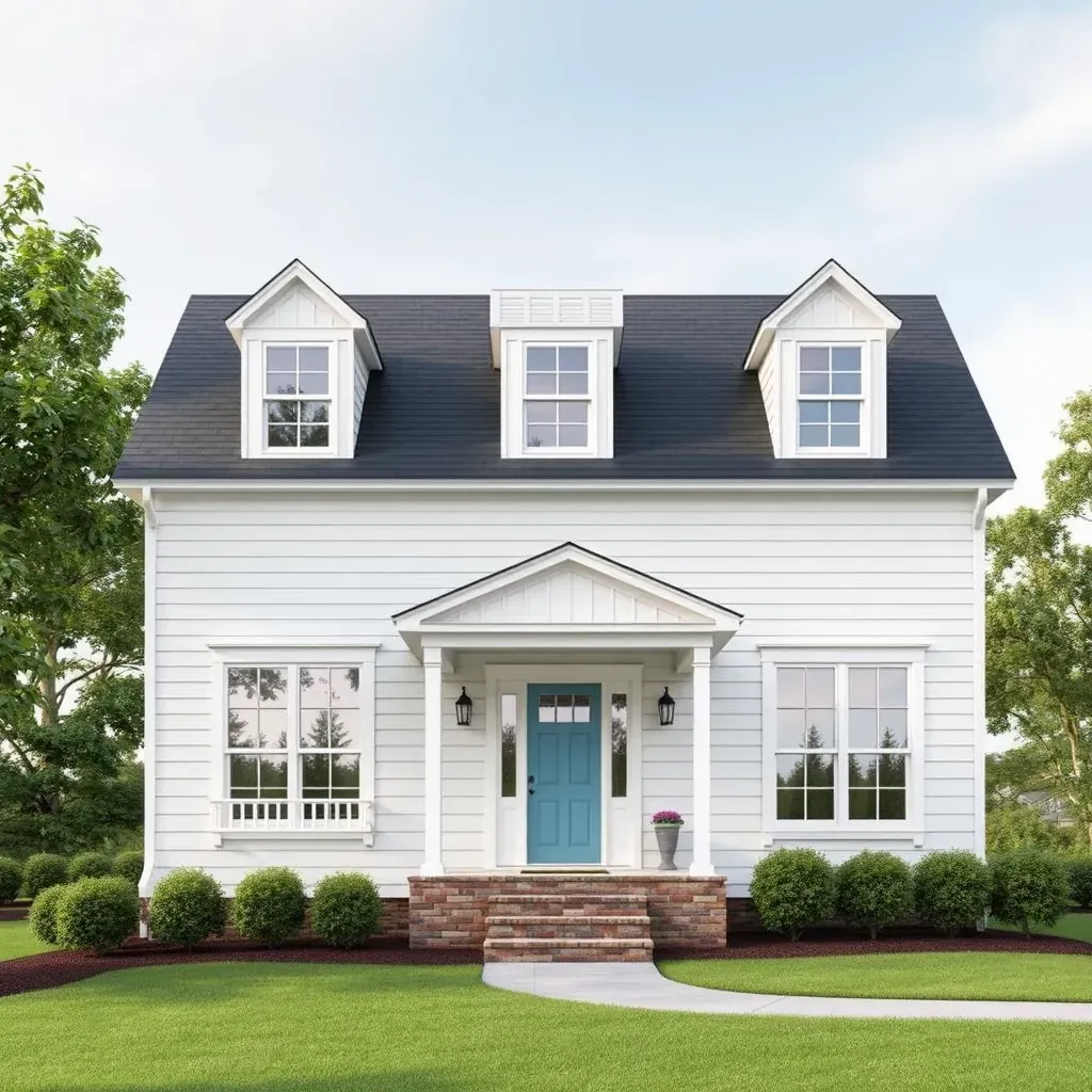 Renovated Dunn, NC home with modern farmhouse style, lush landscaping, new windows, & outdoor deck showcasing home remodeling.