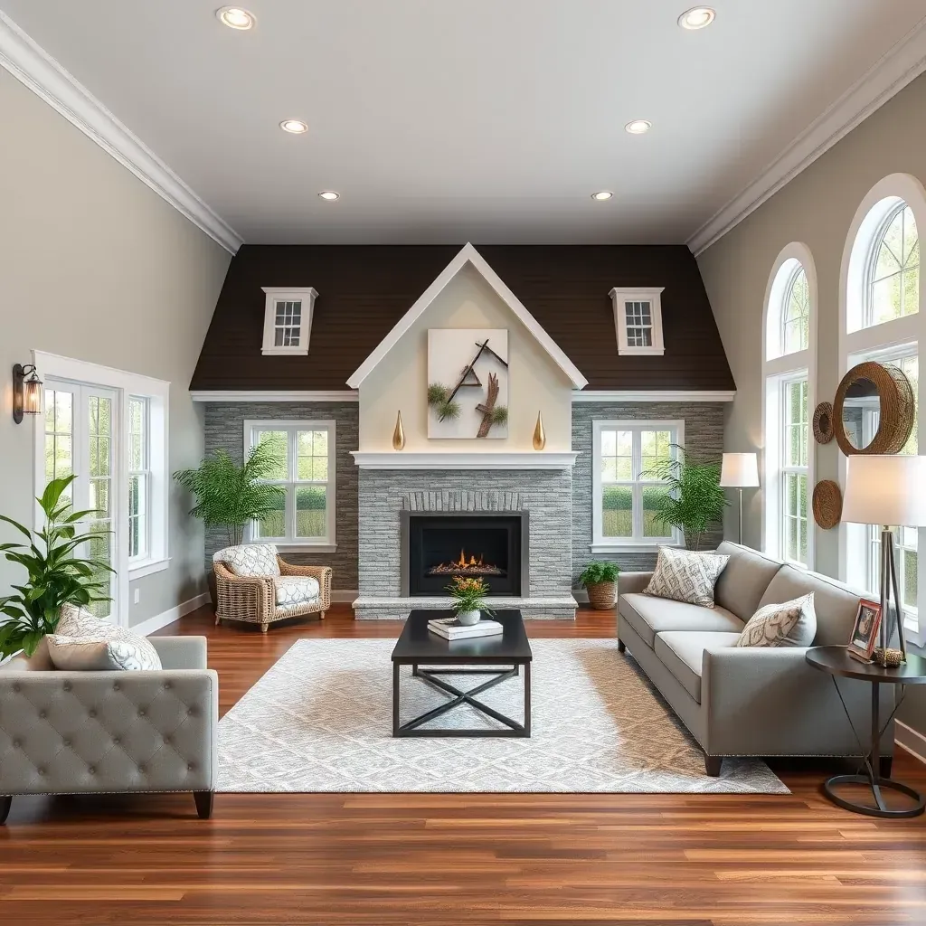 Home remodeling in Angier, NC featuring a renovated house with new siding, windows, porch, tools, and lush greenery.