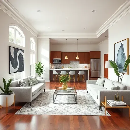 Beautifully renovated Garner, NC home featuring modern living room, hardwood floors, stylish decor, and a seamless kitchen.