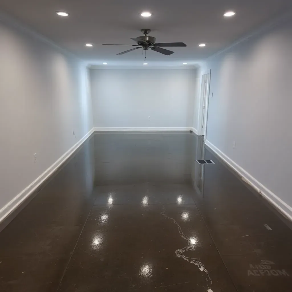 Water damage restoration in Youngsville, NC: dehumidifiers, air movers, wet vacs, and signs of water-stained walls inside a North Carolina home.