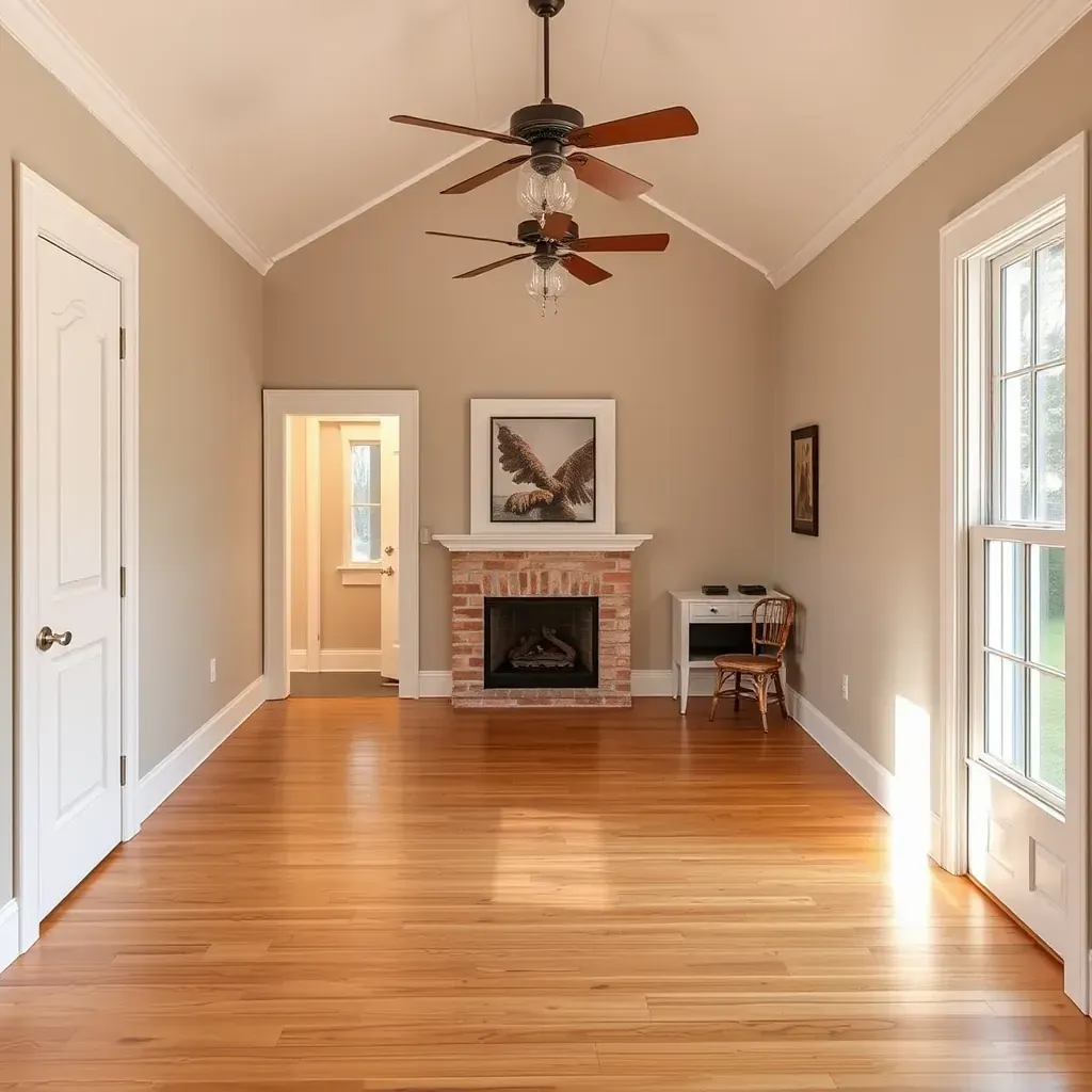 Detailed scene of home restoration in Franklinton, NC with renovated siding, new windows, scaffolding, tools, and a North Carolina neighborhood.