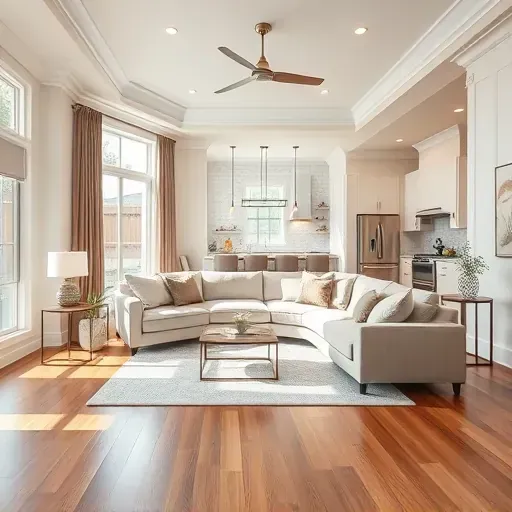 Bright Wake Forest home interior with modern decor, hardwood floors, natural light, and open-concept kitchen.