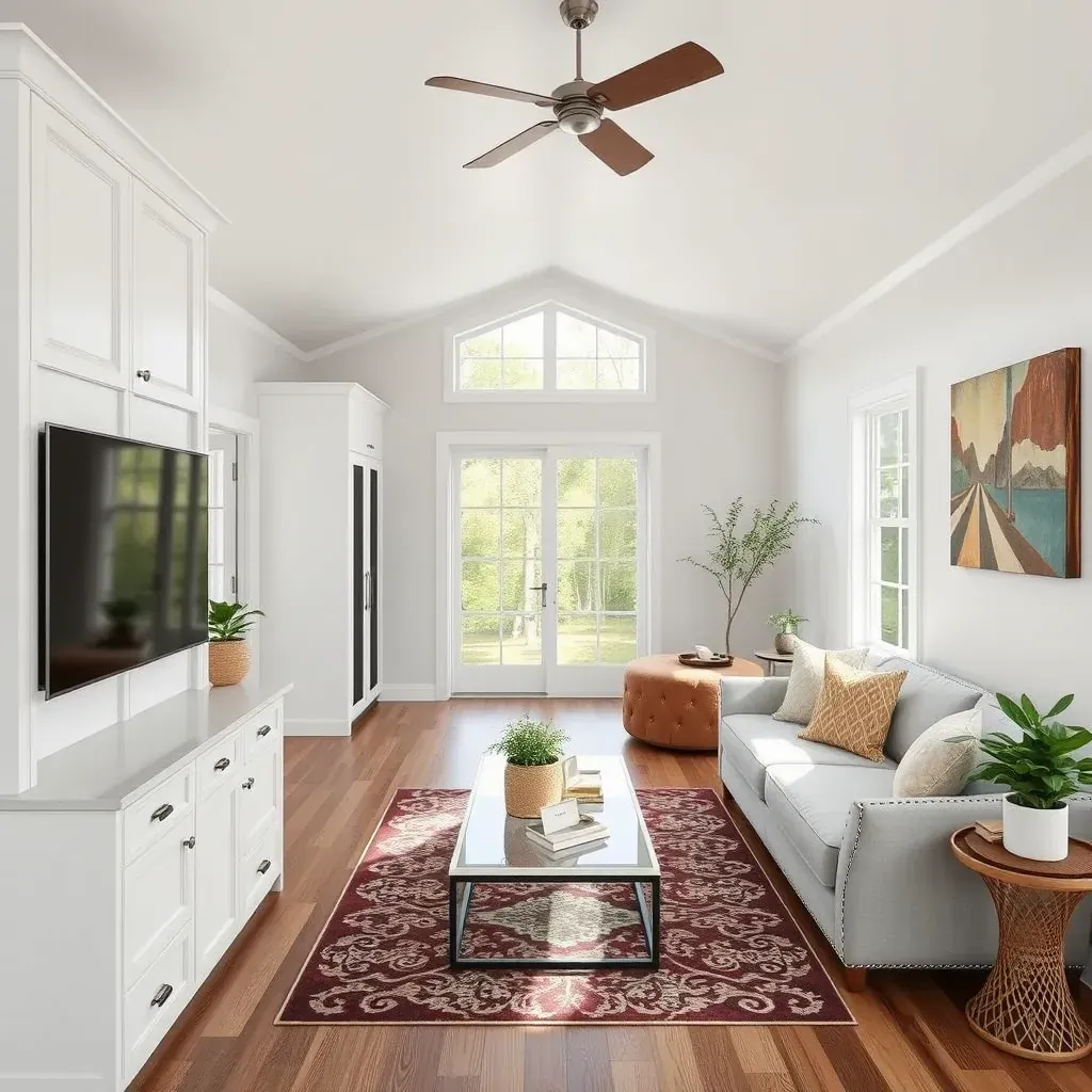 Renovated home in Middlesex, NC with gray siding, white trim, black shutters, a landscaped yard, porch, and mature trees.