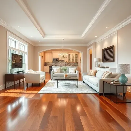 Princeton, NC home renovation with modern living room, polished hardwood floors, stylish lighting, and sleek kitchen updates.