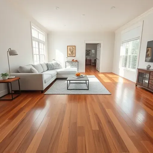 Restored living room in Rolesville, NC showing clean, repaired drywall, hardwood floors, modern furniture, and fresh insulation.