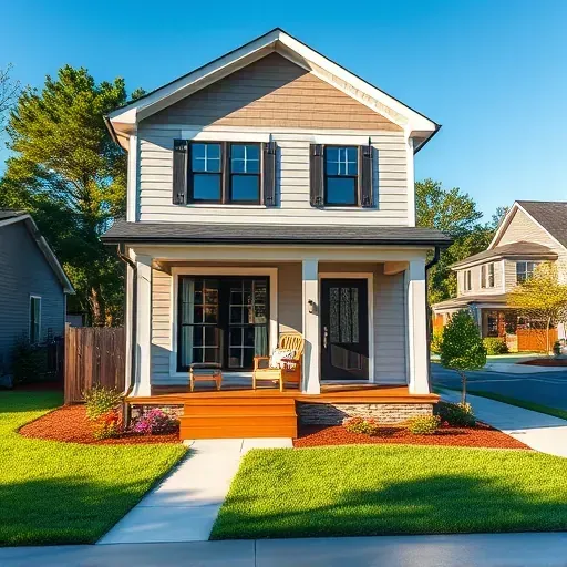 Recently renovated Lillington, NC home with modern façade, lush landscaping, stylish porch, and contemporary upgrades.
