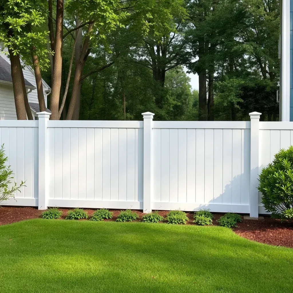 Renovating a wooden fence in a Raleigh backyard, with weathered panels, new stained wood, tools, and lush landscaping.