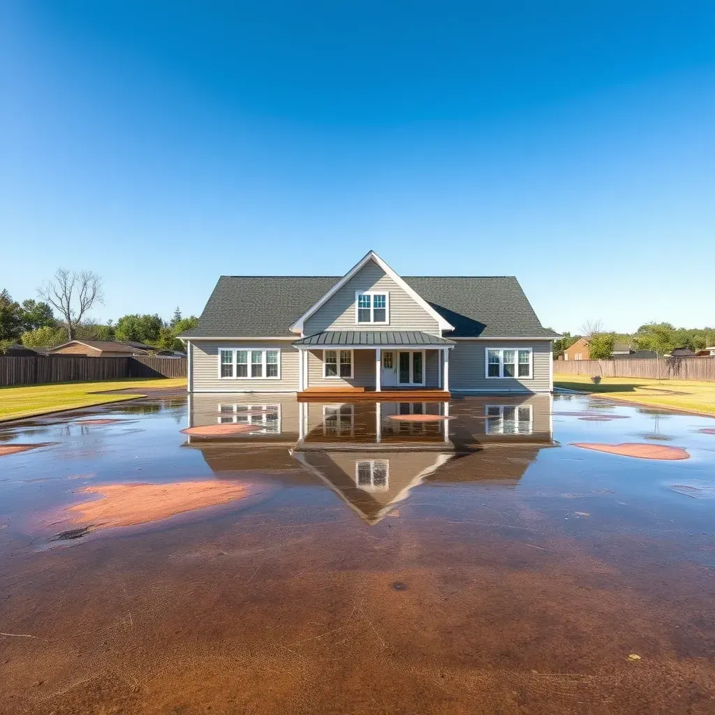 Water damage restoration in Dunn, NC shows wet, warped floors, drying equipment, and damaged walls in a cleaned, organized home.
