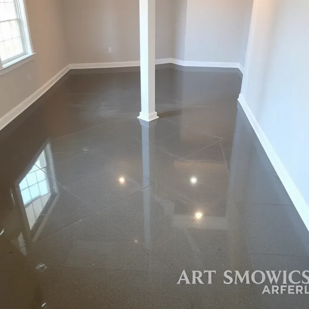 Detailed water damage restoration scene in Dunn, NC, showing repair crew fixing flooded interiors.