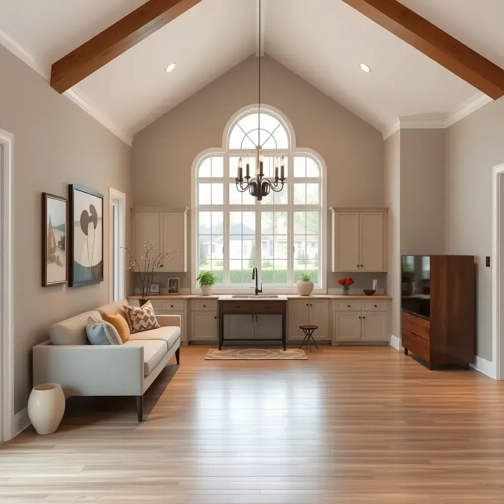 Home Restoration & Remodeling in Wendell, NC, showing a beautifully renovated living room with modern finishes.