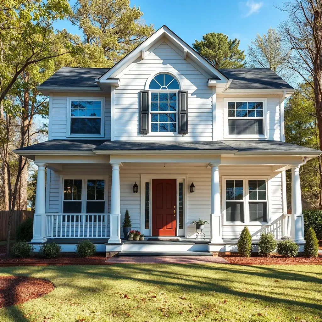 Renovated Zebulon, NC home with fresh siding, new windows, upgraded porch, landscaping, and ongoing remodeling details.