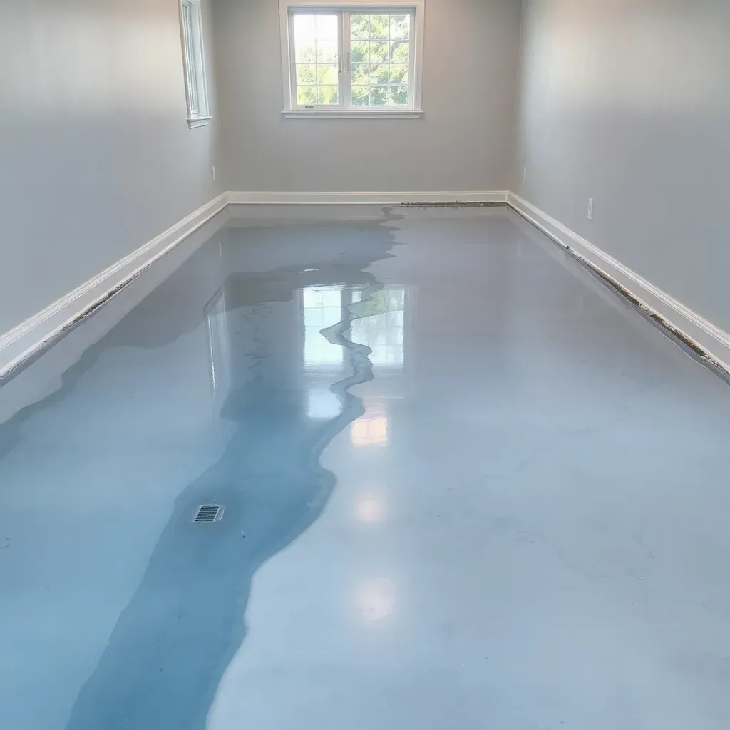 Water-damaged home in Smithfield, NC showing warped wood, water stains, mold, and professional restoration equipment.
