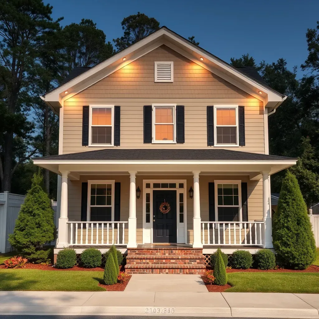 Charming Oxford, NC home undergoing restoration with scaffolding, construction materials, lush landscaping, and southern architecture.
