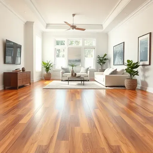 Completed water damage restoration in Raleigh, showing a clean, renovated living room with restored floors and walls.