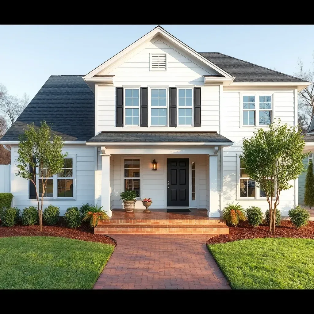 Renovated Clayton, NC home with modern farmhouse style, landscaped yard, new deck, and freshly painted exterior.