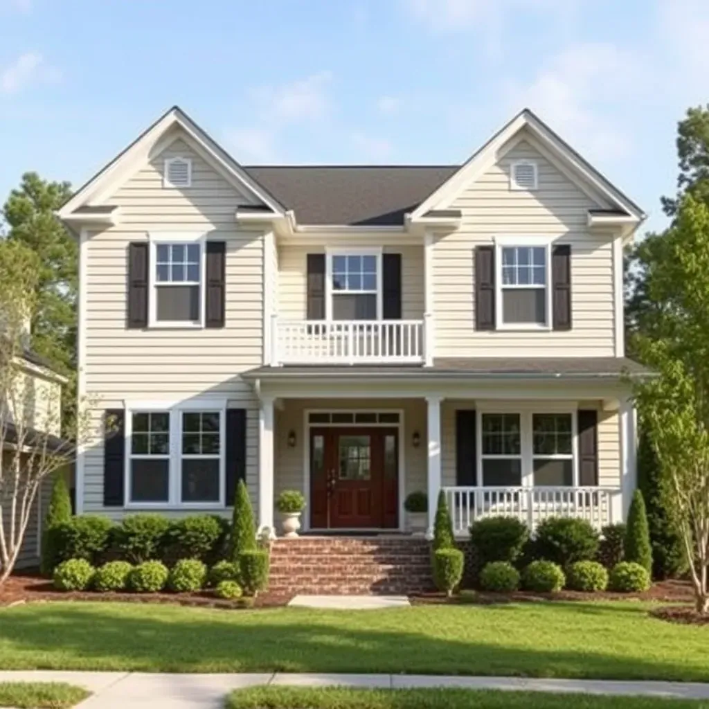 Charming Oxford, NC Craftsman home renovation with new siding, roof, scaffolding, tools, and lush greenery in the background.