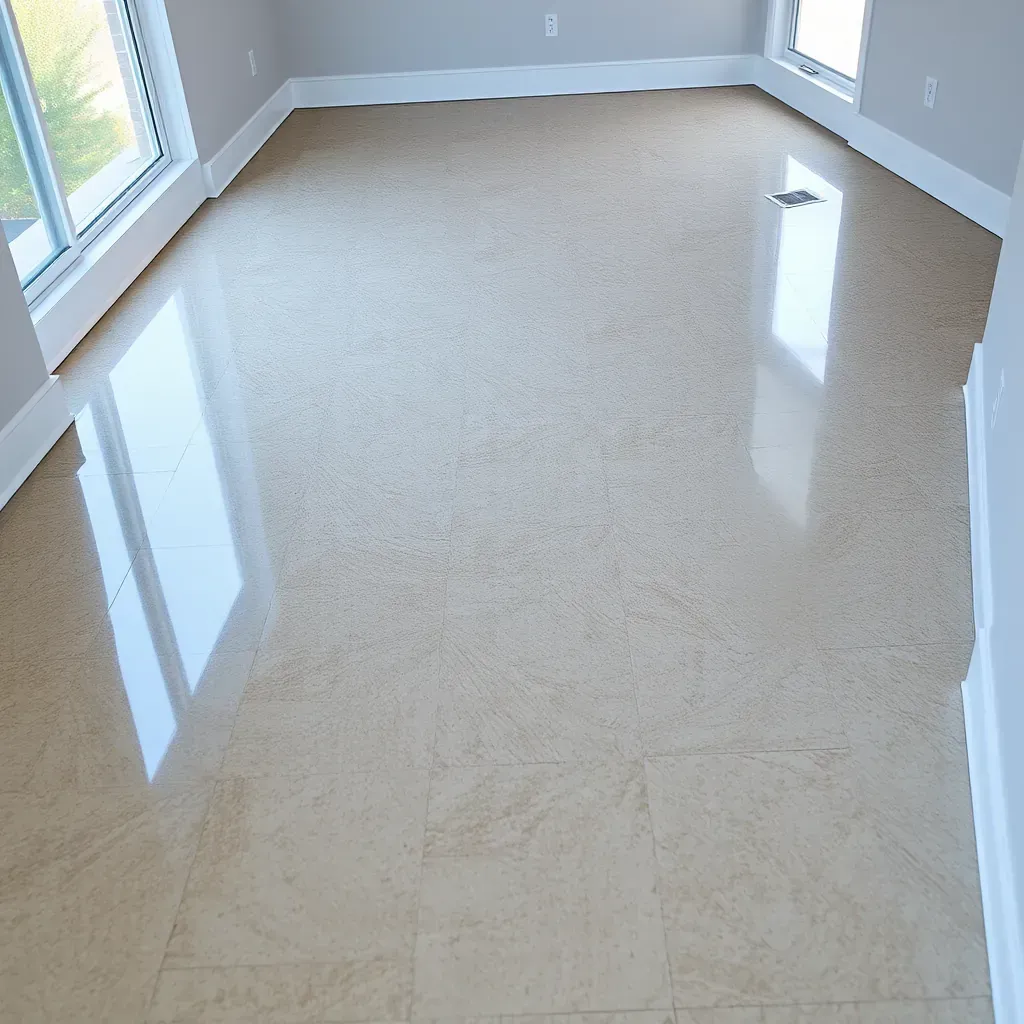 Interior living room in Carrboro, NC with water-damaged carpet, warped floors, peeling paint, and restoration equipment.