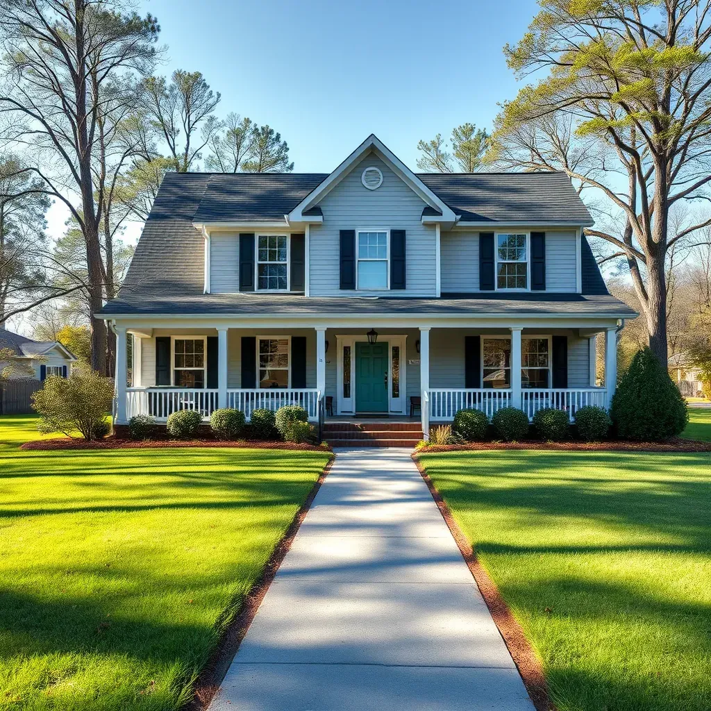 A detailed home renovation scene in Franklinton, NC, showing workers repairing a historic house interior with tools and materials.