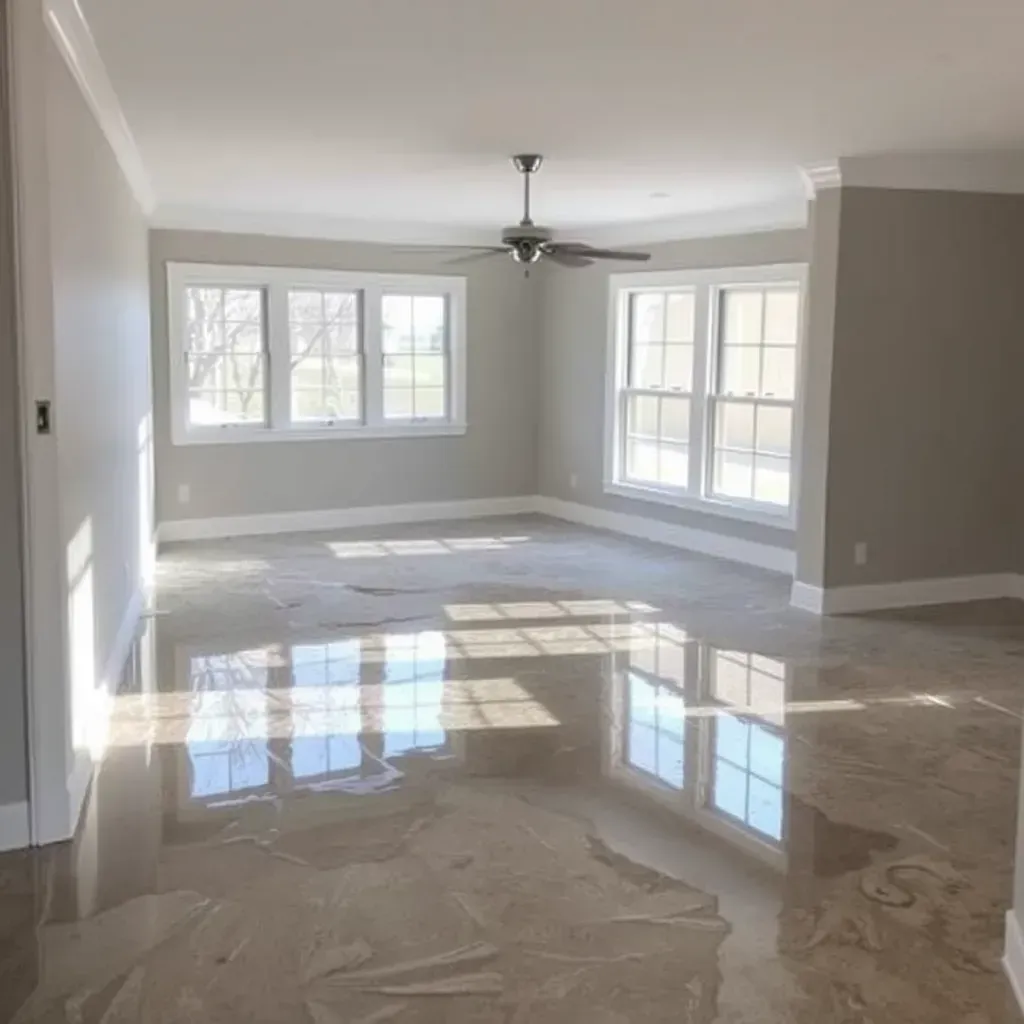 Water damage restoration scene in a Holly Springs home, showing wet floors, drying equipment, and professional cleanup efforts.