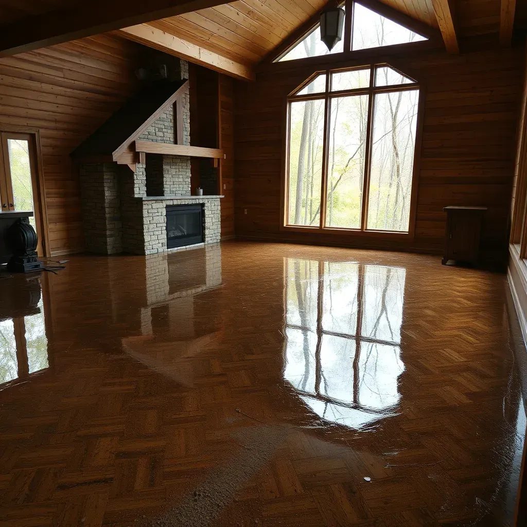 Water damage restoration in Archer Lodge, NC: professionals drying flooded floors with fans, dehumidifiers, and moisture meters.