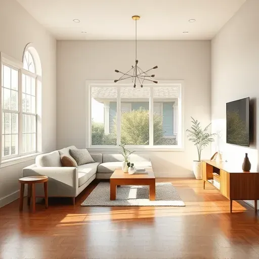 Interior of a restored Lillington living room with hardwood floors, repaired drywall, water-resistant furniture, and southern-style charm.