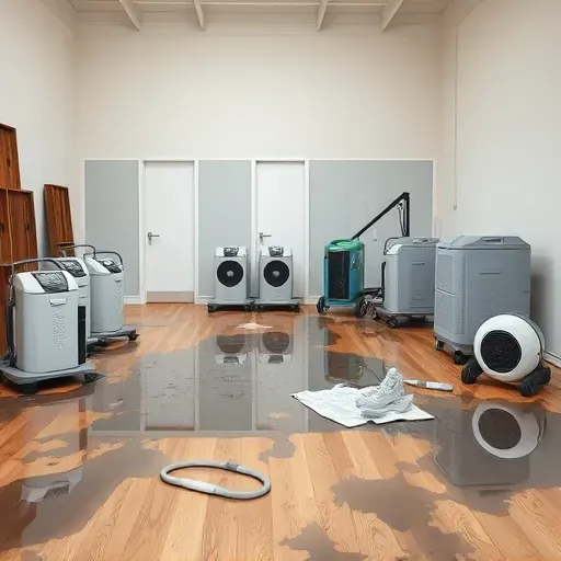 Water damage restoration scene in Coats, NC, showing soaked floors, damp drywall, drying equipment, and professional repairs.