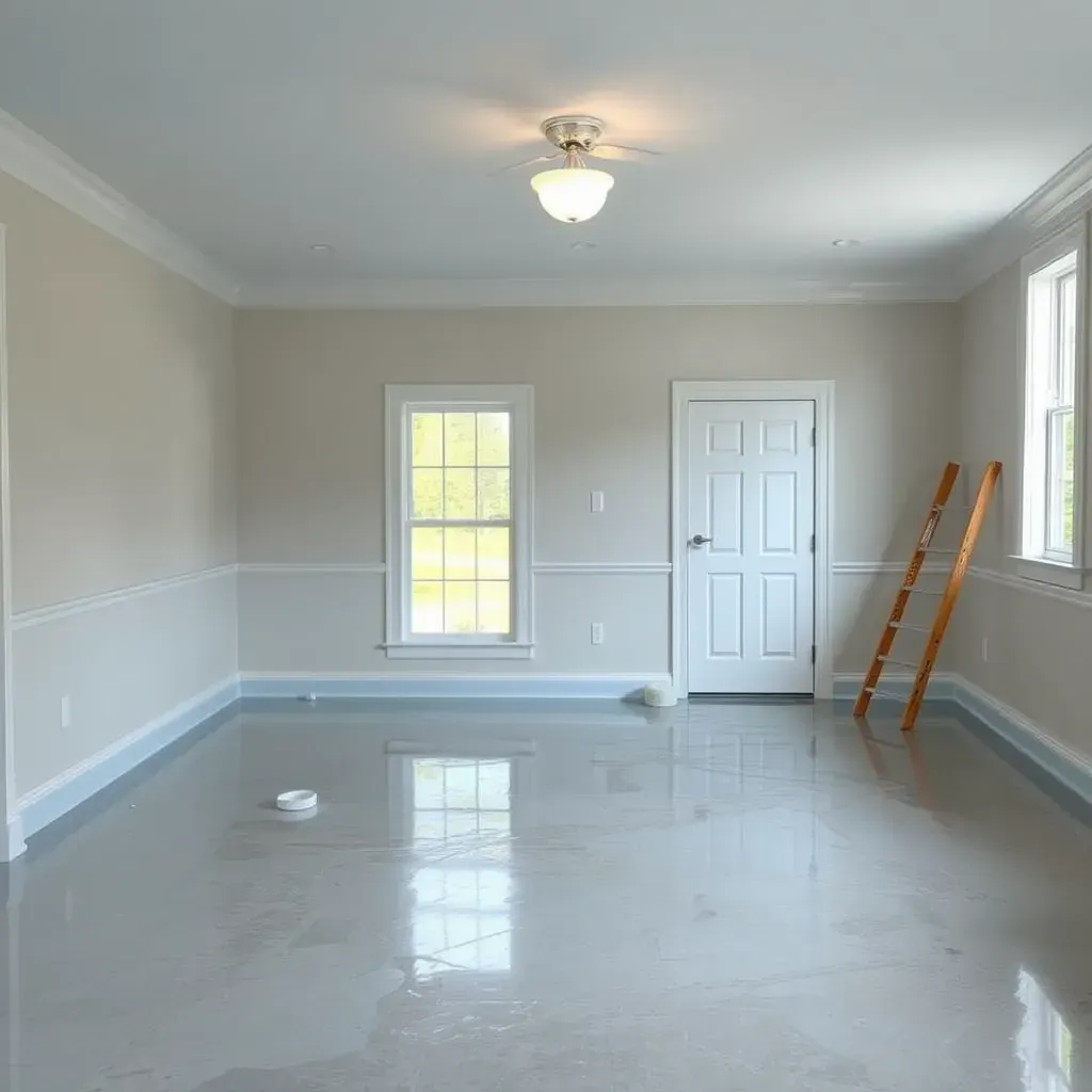Water damage restoration in Lillington, NC: clean, dry, renovated home interior with drying equipment and bright, fresh space.