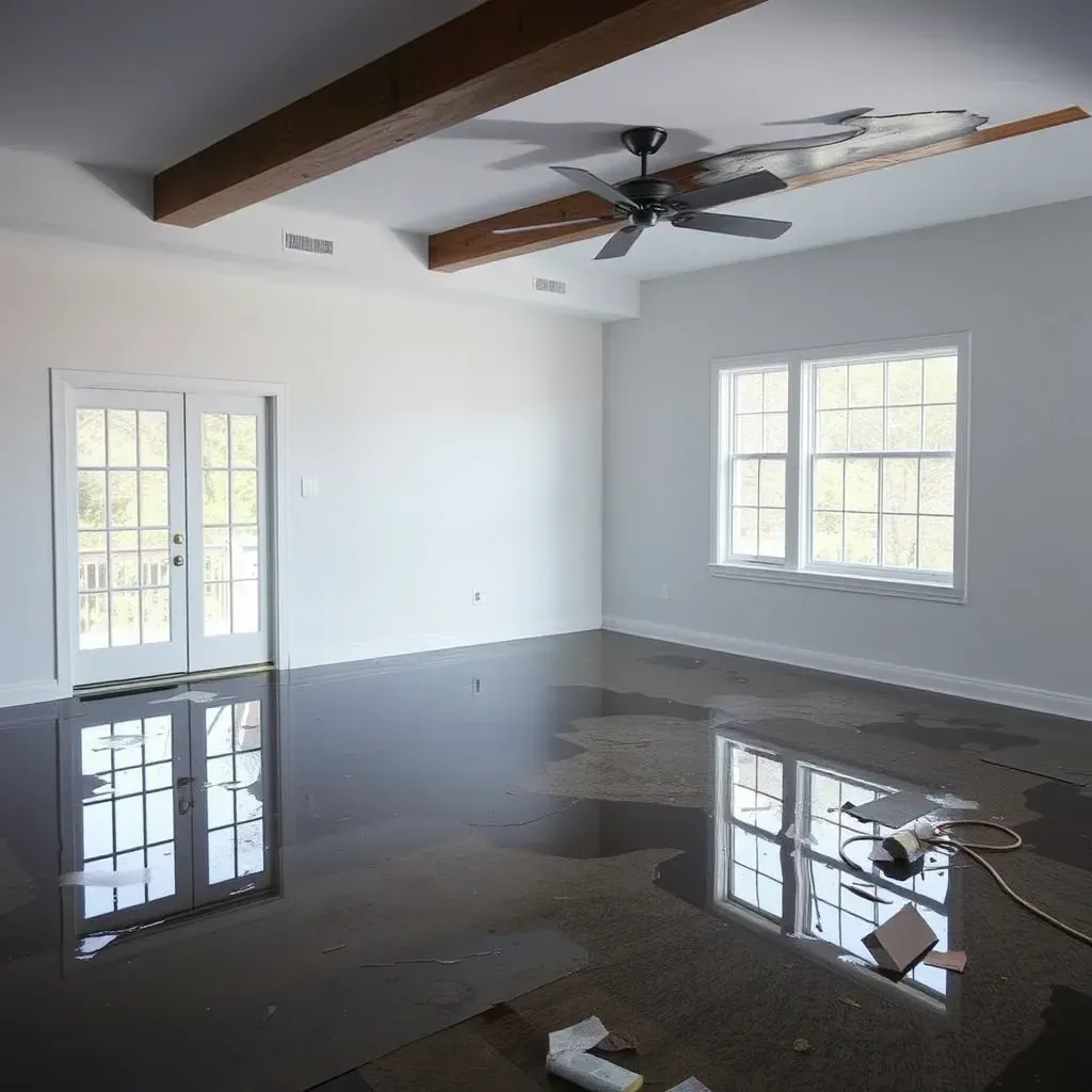 Water damage restoration in Morrisville, NC: flooded basement, soaked drywall, sump pump, dehumidifier, tools, and restoration efforts.