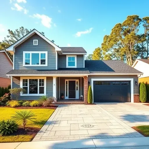 Renovated Pittsboro home with modern facade, lush yard, clean driveway, and vibrant flowers in a welcoming neighborhood.