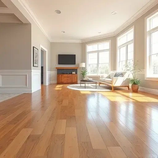 Restored Youngsville NC living room with polished hardwood floors, neutral walls, modern furniture, and natural sunlight.